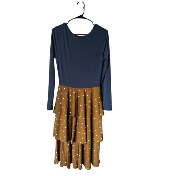 LuLaRoe Women's LongSleeve Ruffle Layer Polk-A-Dot Dress - Picture 3 of 7